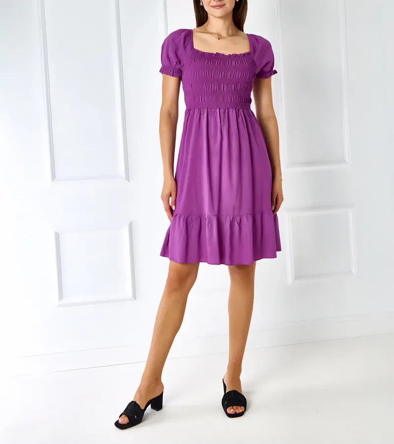 Gemre Fialové mini šaty s mašličkou Lorinka