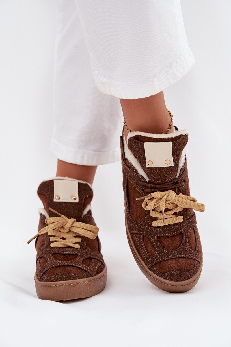 Boto Dámske tenisky na platforme s teplým kožušinom hnedé Solvia