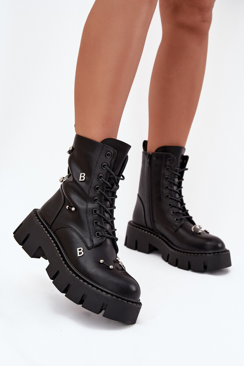 Boto Dámske Pracovné Topánky S Ozdobami Zateplené Čierne Lunea