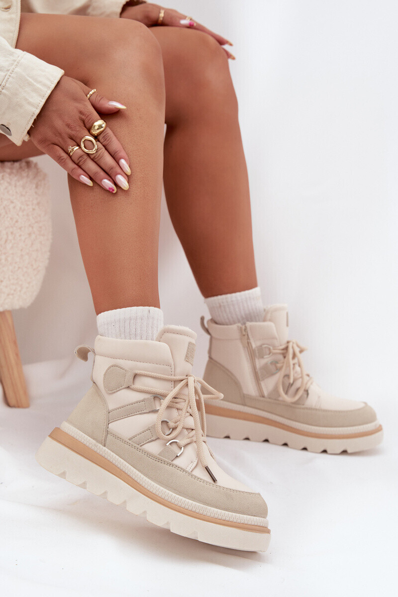 Boto Dámske Čižmy Na Platforme Svetlo Béžové Liorae