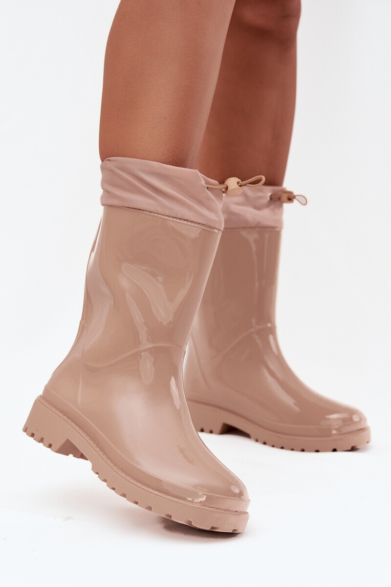 Boto Béžové Dámske Gumové Čižmy So Sťahovaním Kessia