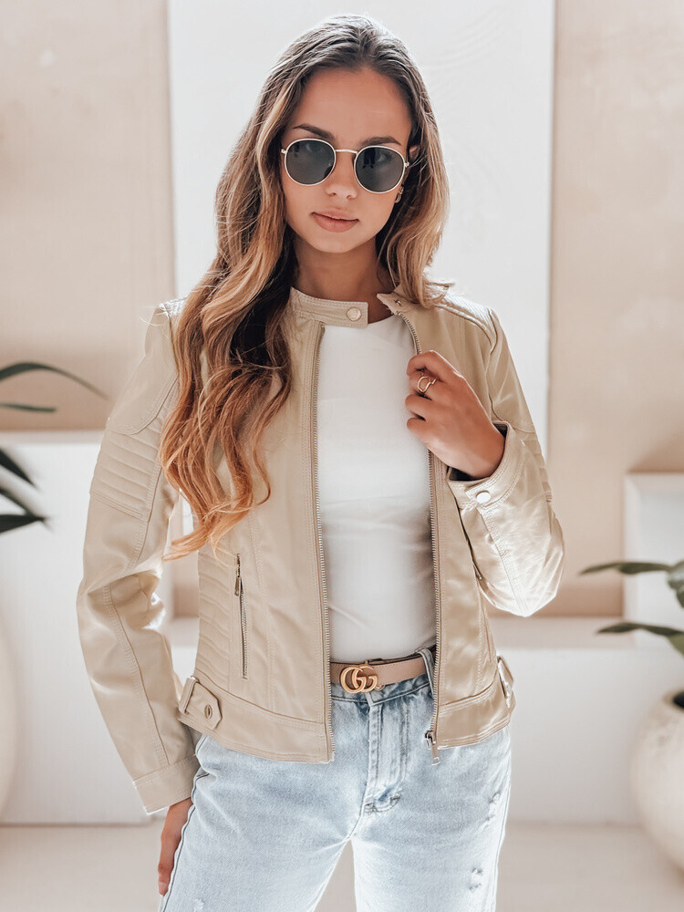 Kurtka damska skórzana ROCKMISS bezowa Dstreet