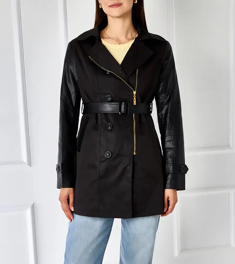 Gemre Čierny kabát s odopínateľným spodkom Eduardo