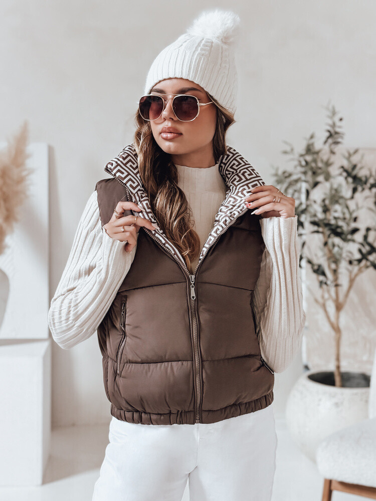 Kamizelka damska pikowana URBANELLE ciemnobeżowa Dstreet