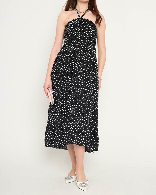 Resti Women's black polka dot midi dress - Clothing