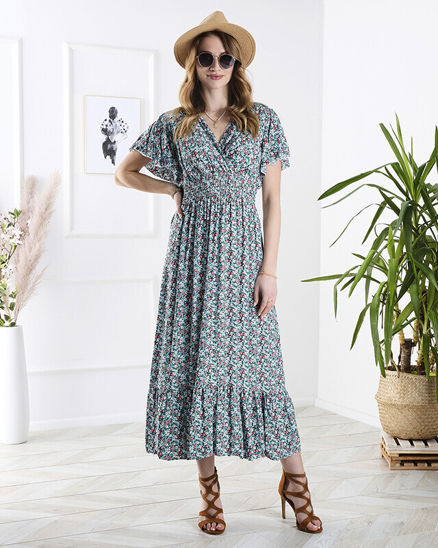 Resti Women's floral midi dress in blue- Clothing