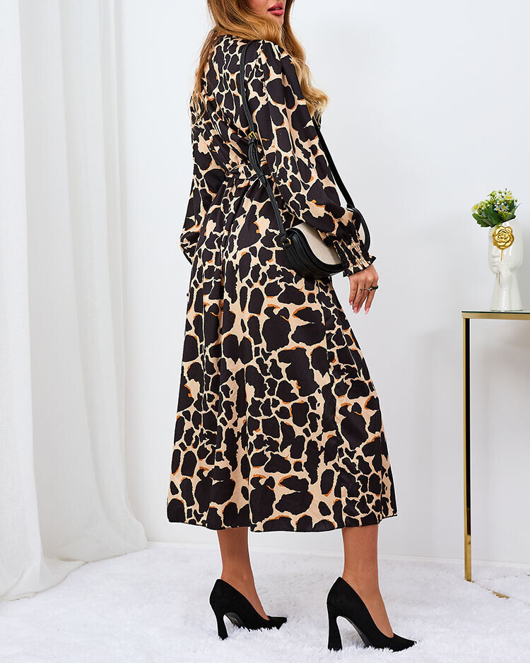 Resti Beige women's maxi dress in leopard print