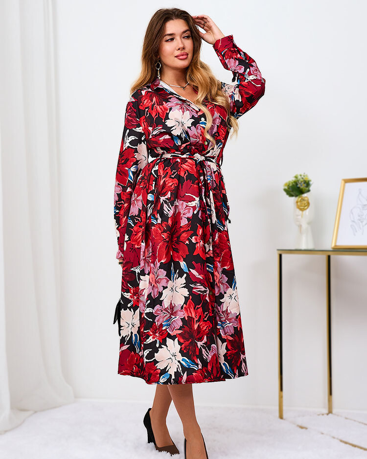 Resti Red and burgundy patterned women's maxi dress