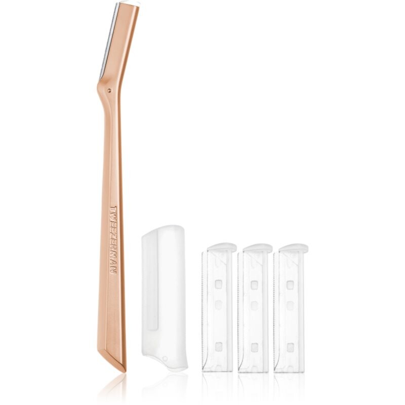Tweezerman Facial Razor britva na tvár + náhradná náplň Rose Gold 4 ks