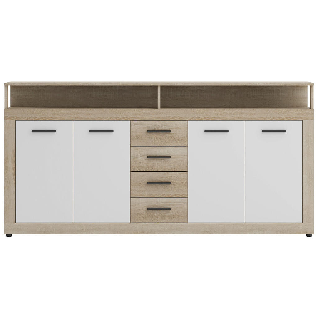 MID.YOU ŠIROKÁ KOMODA, biela, dub sonoma, 190/96/32 cm