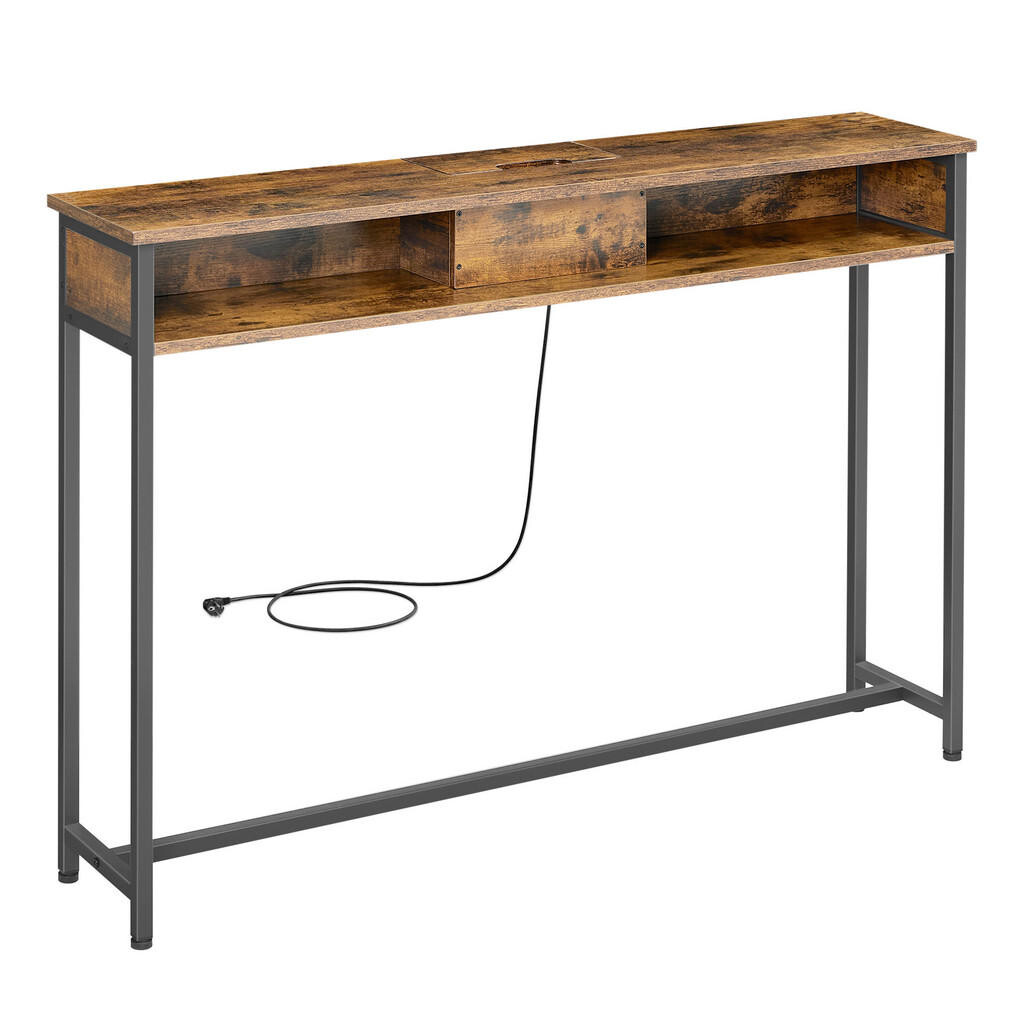 MID.YOU KONZOLOVÝ STOLÍK, čierna, tmavohnedá, kov, kompozitné drevo,