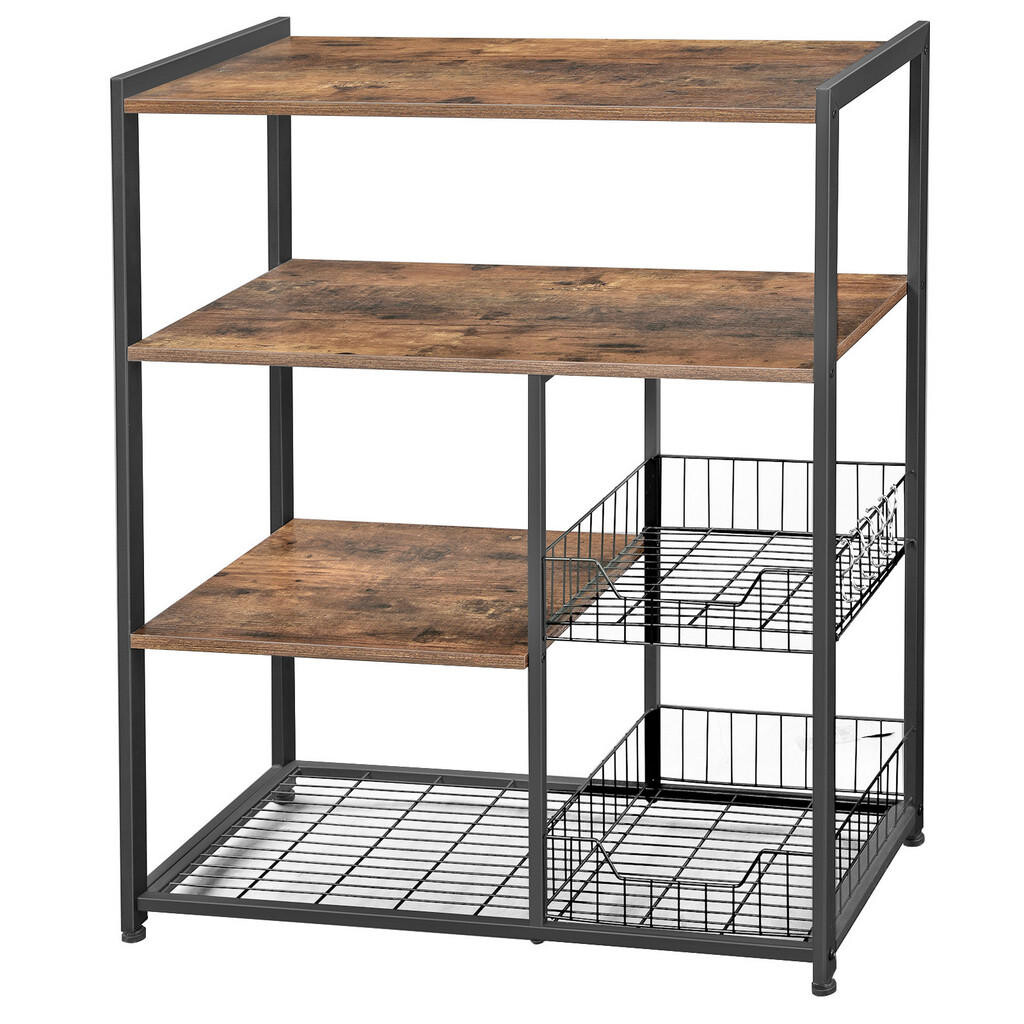 MID.YOU REGÁL, hnedá, čierna, železo, 80/35/95 cm