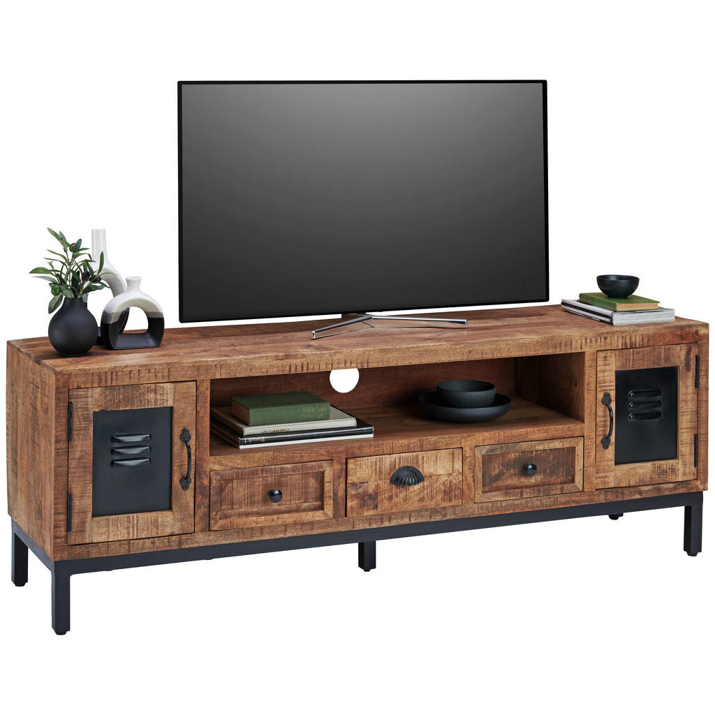 Landscape NÍZKA KOMODA, mangové drevo, hnedá, čierna, 160/55/40 cm