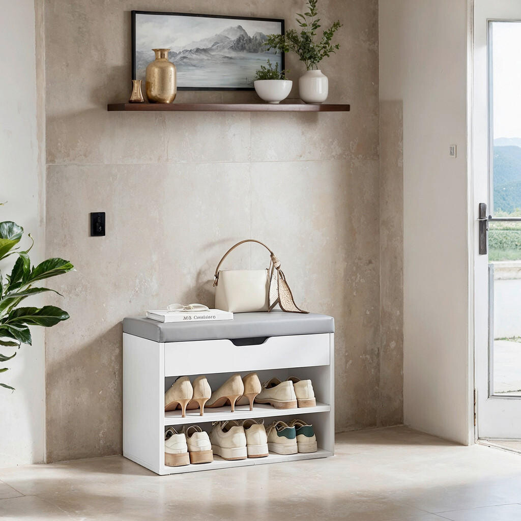 MID.YOU LAVICA NA TOPÁNKY, sivá, biela, 60/44/30 cm