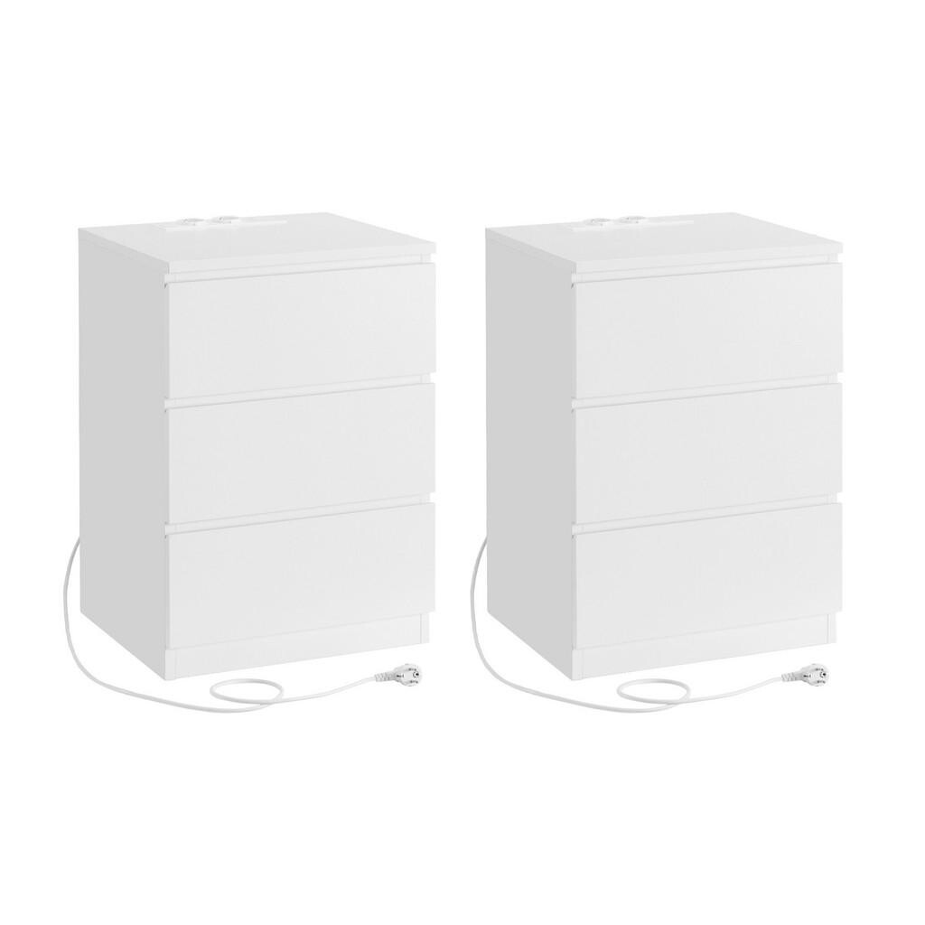 MID.YOU SADA NOČNÝCH STOLÍKOV, biela, 40/59/35 cm