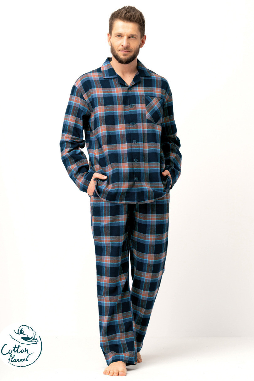 Kľúč MNS 431 B25 long/r M-2XL pánske pyžamo bez zipsu tmavě modrá M