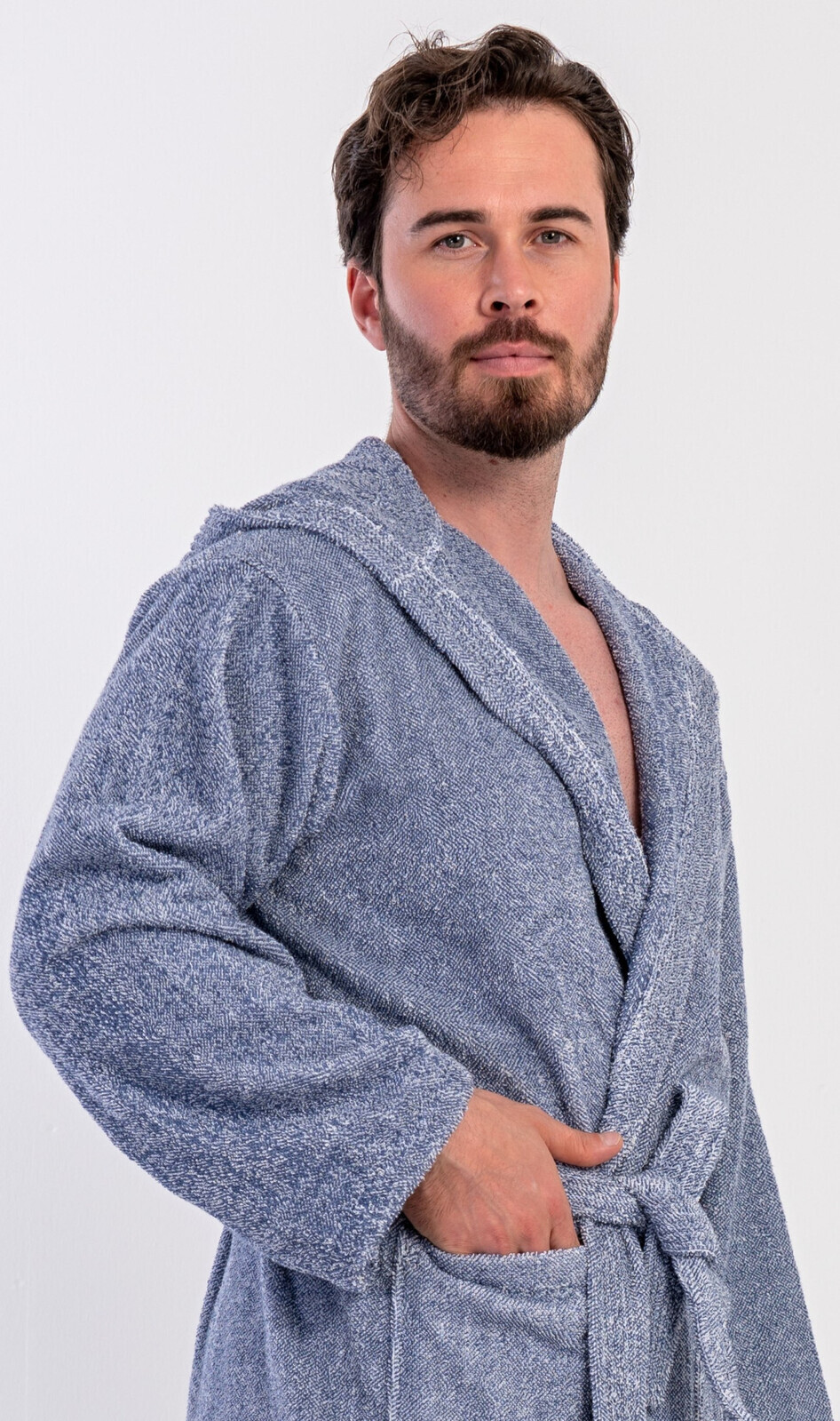 Pánsky župan s kapucňou Luis modrá L