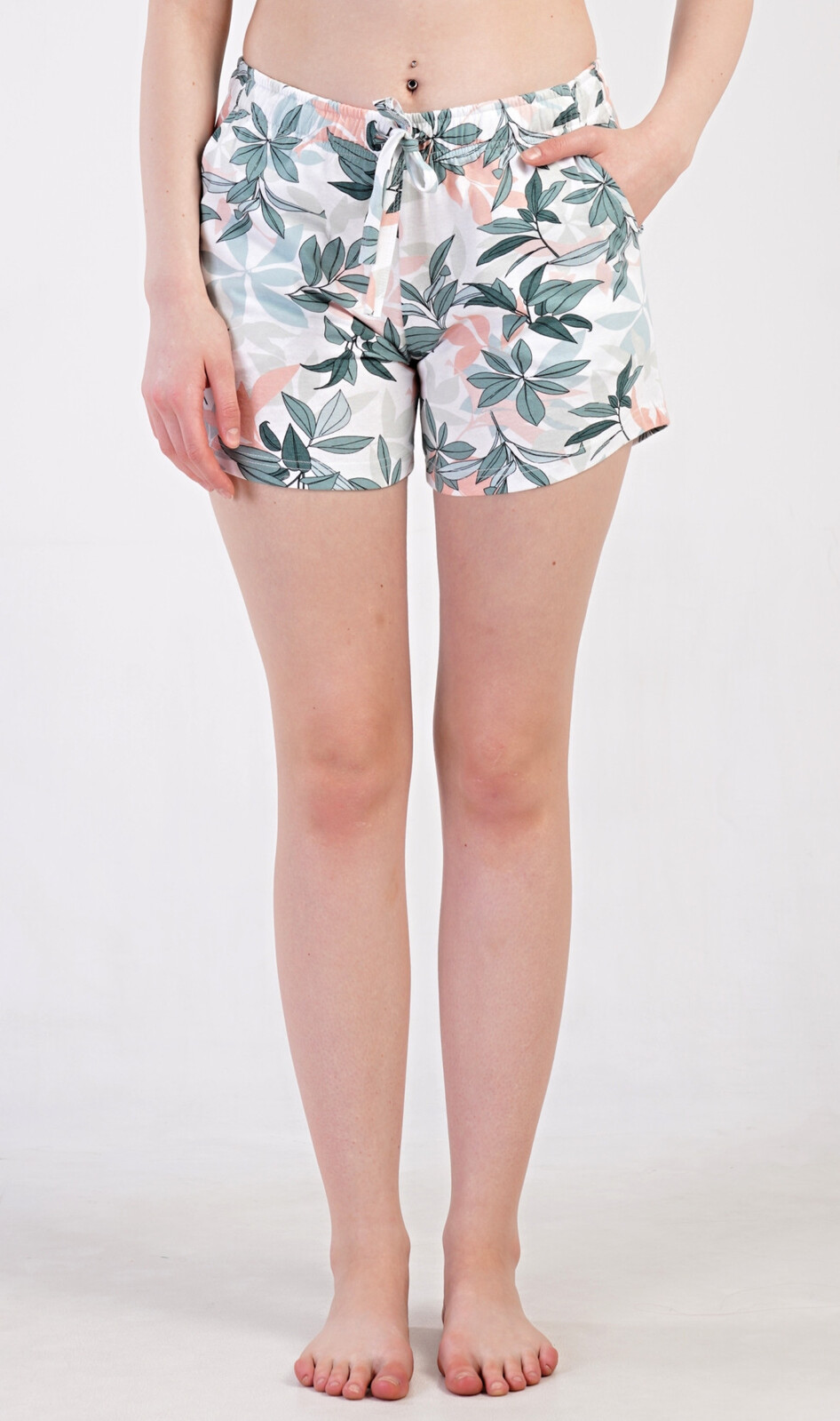 Dámske pyžamové šortky Leaves tmavě modrá S