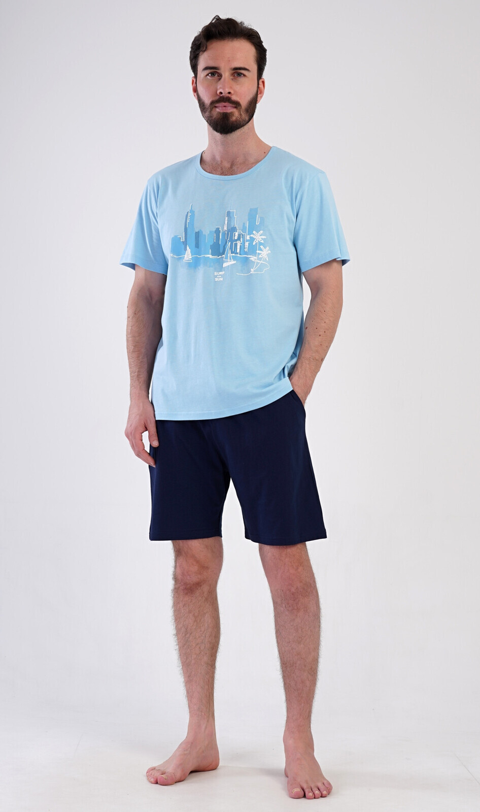 Pánske pyžamové šortky Bruno světle modrá L