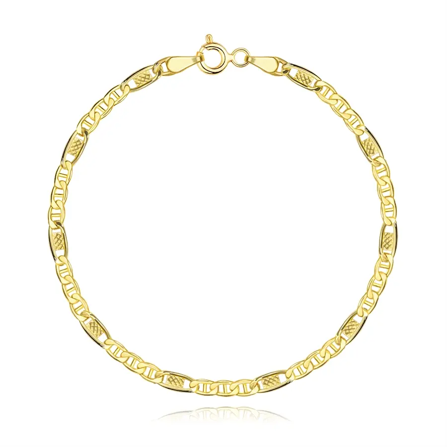 Zlatý náramok 14K s mriežkovaným vzorom a oválnymi očkami