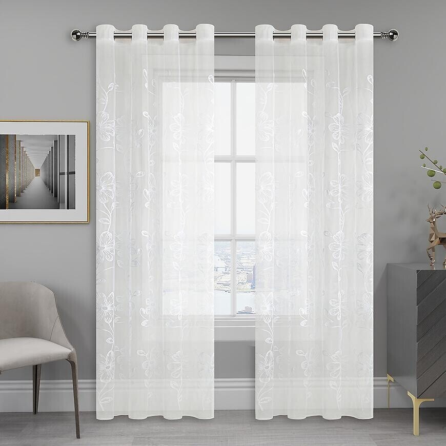 Záclona E6211 biely 160 Tovar na mieru