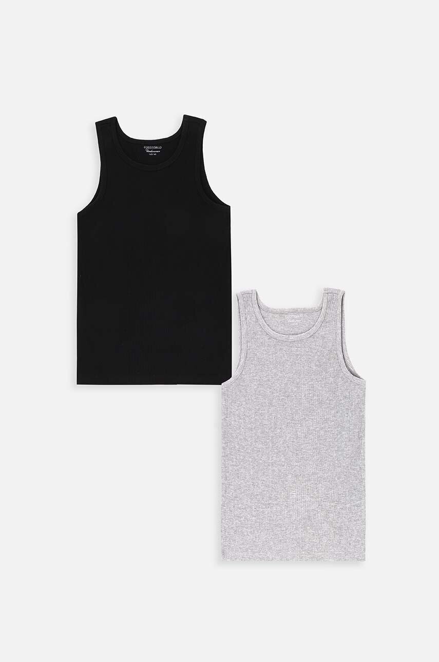 Detský top Coccodrillo 2-pak čierna farba, jednofarebný, BASIC UNDERWEAR