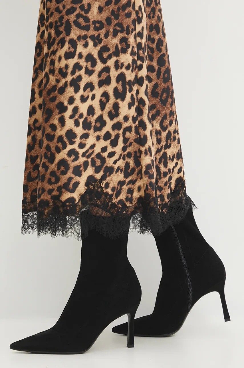 Semišové topánky Answear.LAB dámske, čierna farba, na vysokom podpätku