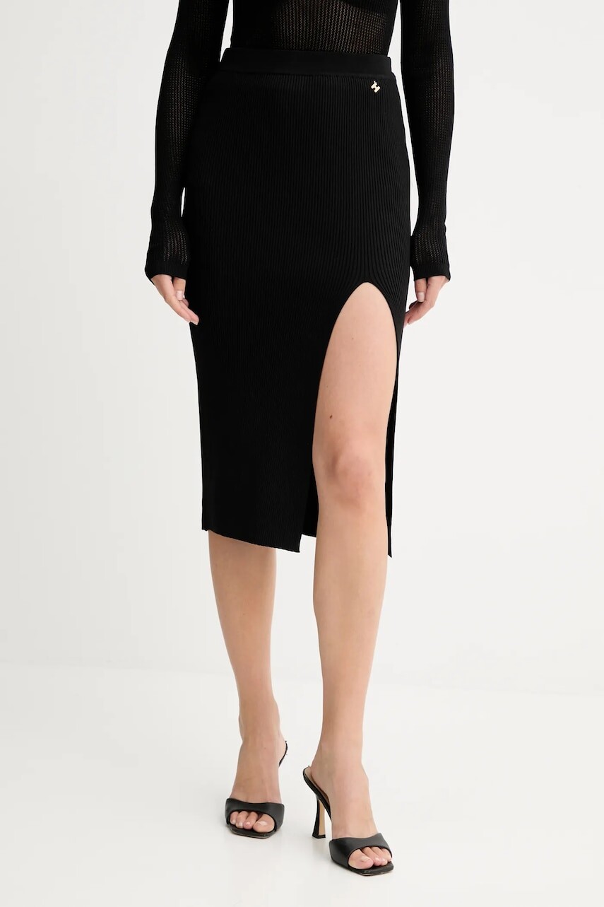 Sukňa Silvian Heach GEAMA čierna farba, midi, puzdrová, GPP25210LO