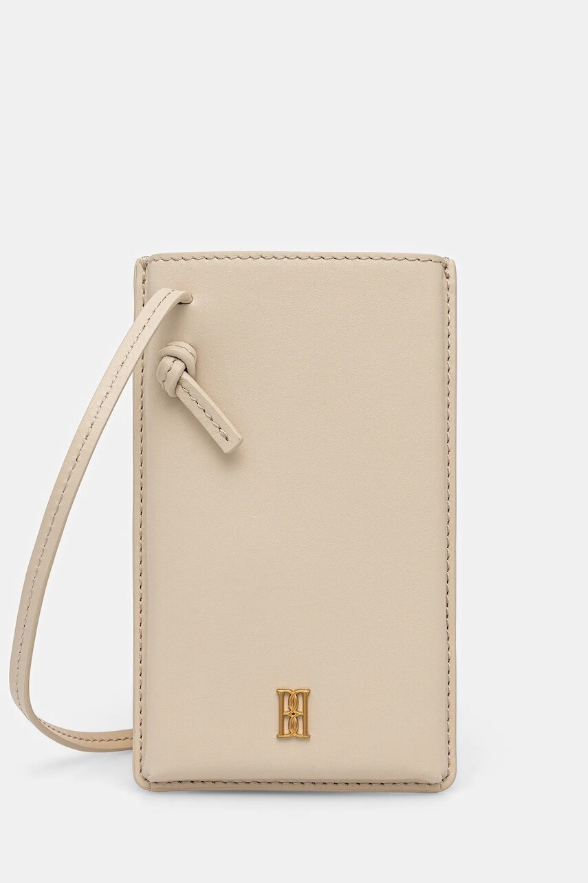 Kožený obal na telefón By Malene Birger AYA PHONE béžová farba, 103169