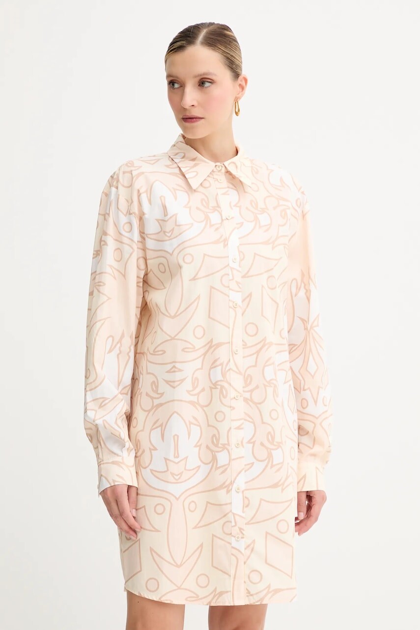 Bavlnené šaty Silvian Heach SERINIO béžová farba, mini, rovný strih, CVP25096VE