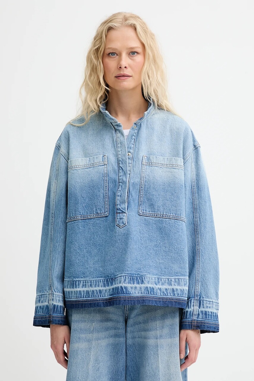 Rifľová bunda MUNTHE LUXA modrá farba, prechodná, oversize, 253103225305