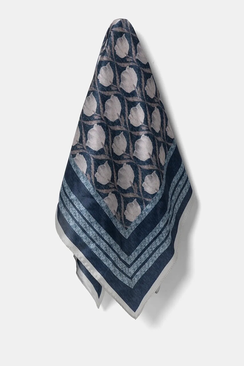 Hodvábna šatka Answear.LAB modrá farba, vzorovaná