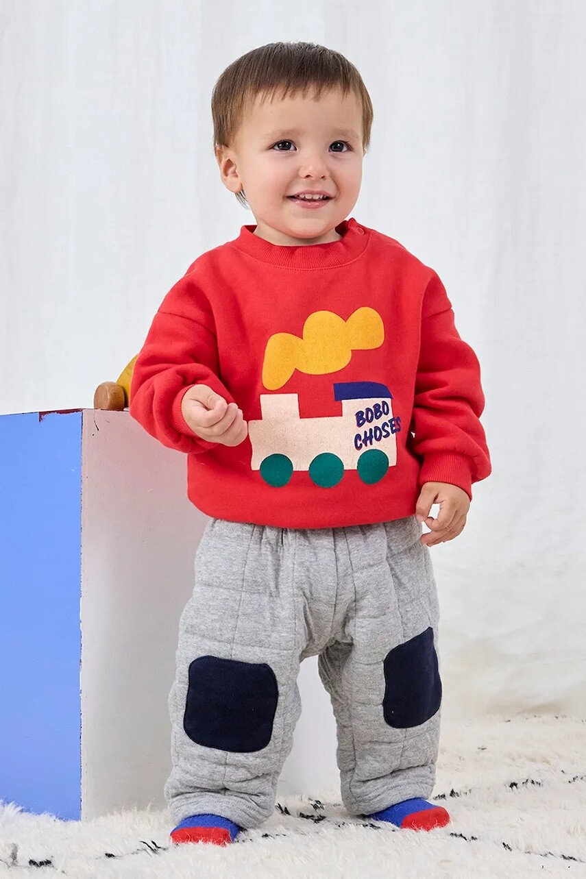 Bavlnená mikina pre bábätká Bobo Choses Choo Choo červená farba, s potlačou, 225AB046