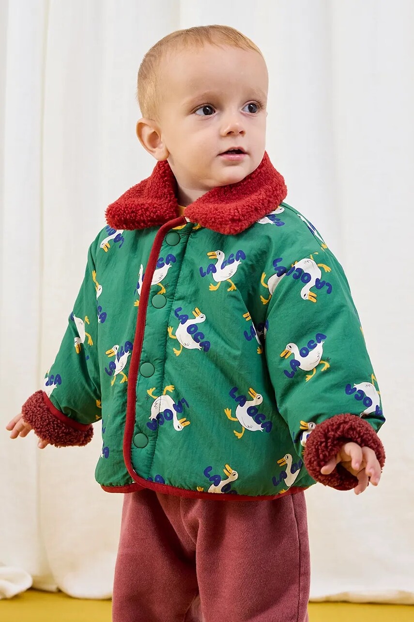 Detská obojstranná bunda Bobo Choses La Oca zelená farba, 225AB107