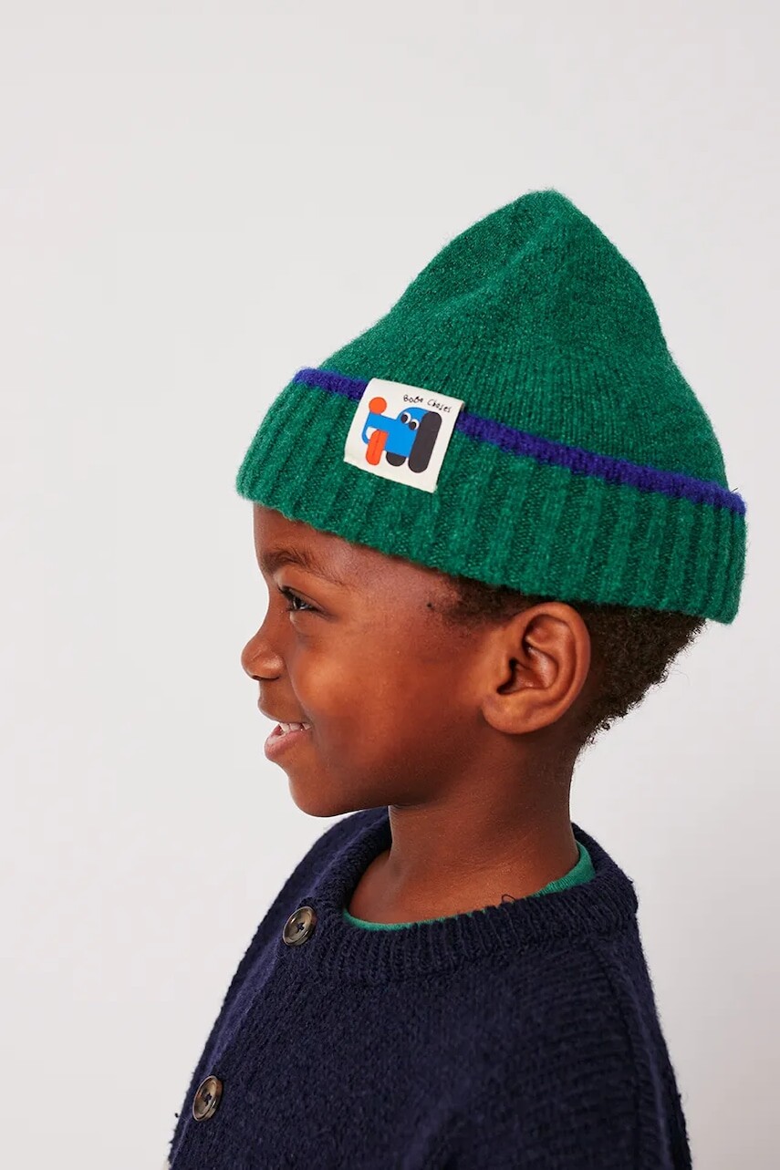 Detská čiapka s prímesou vlny Bobo Choses Doggy Mate zelená farba, 225AI037