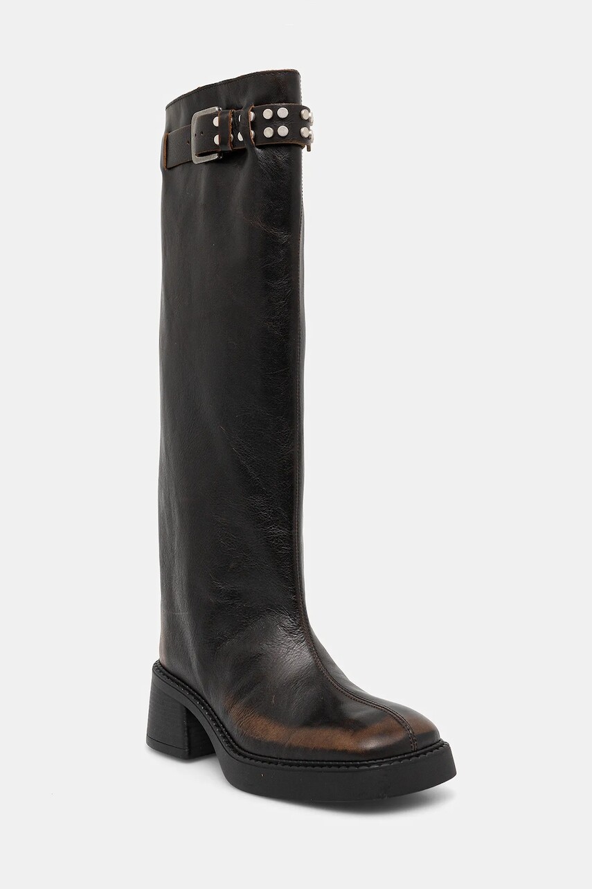 Kožené čižmy Miista Kristel hnedá farba, na plochom podpätku, E8_3995