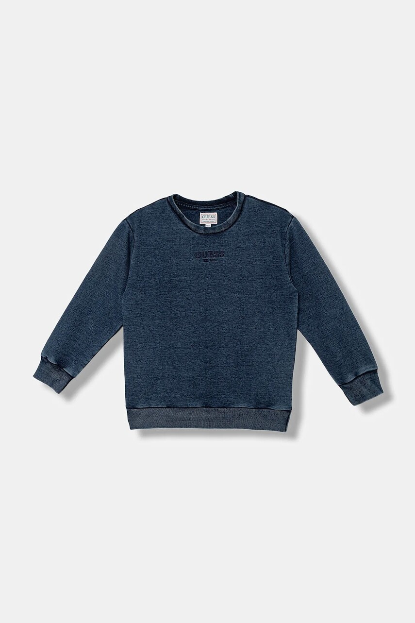 Detská mikina Guess modrá farba, s nášivkou, L5YQ06 KCYC0