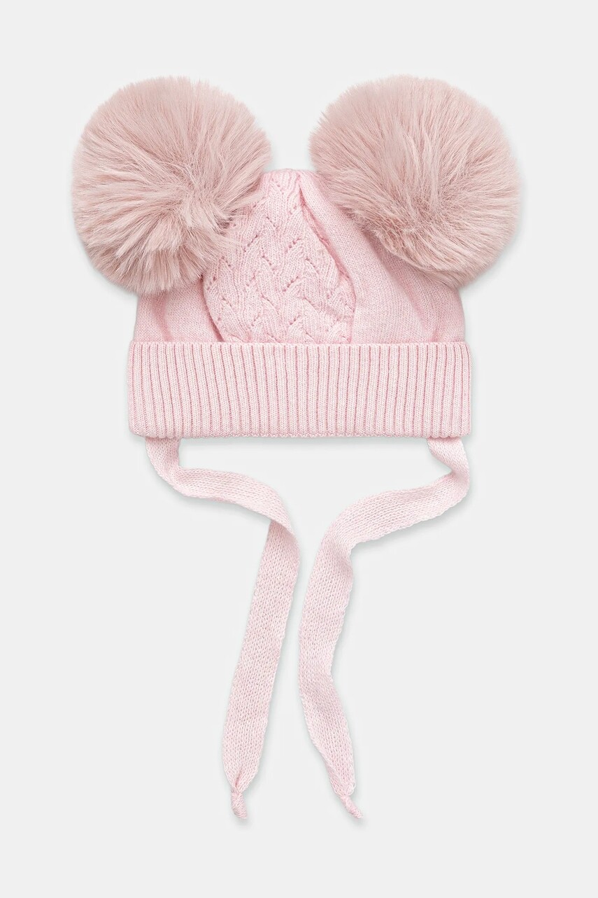 Detská vlnená čiapka Jamiks MISURI IIA ružová farba biela, JZI086
