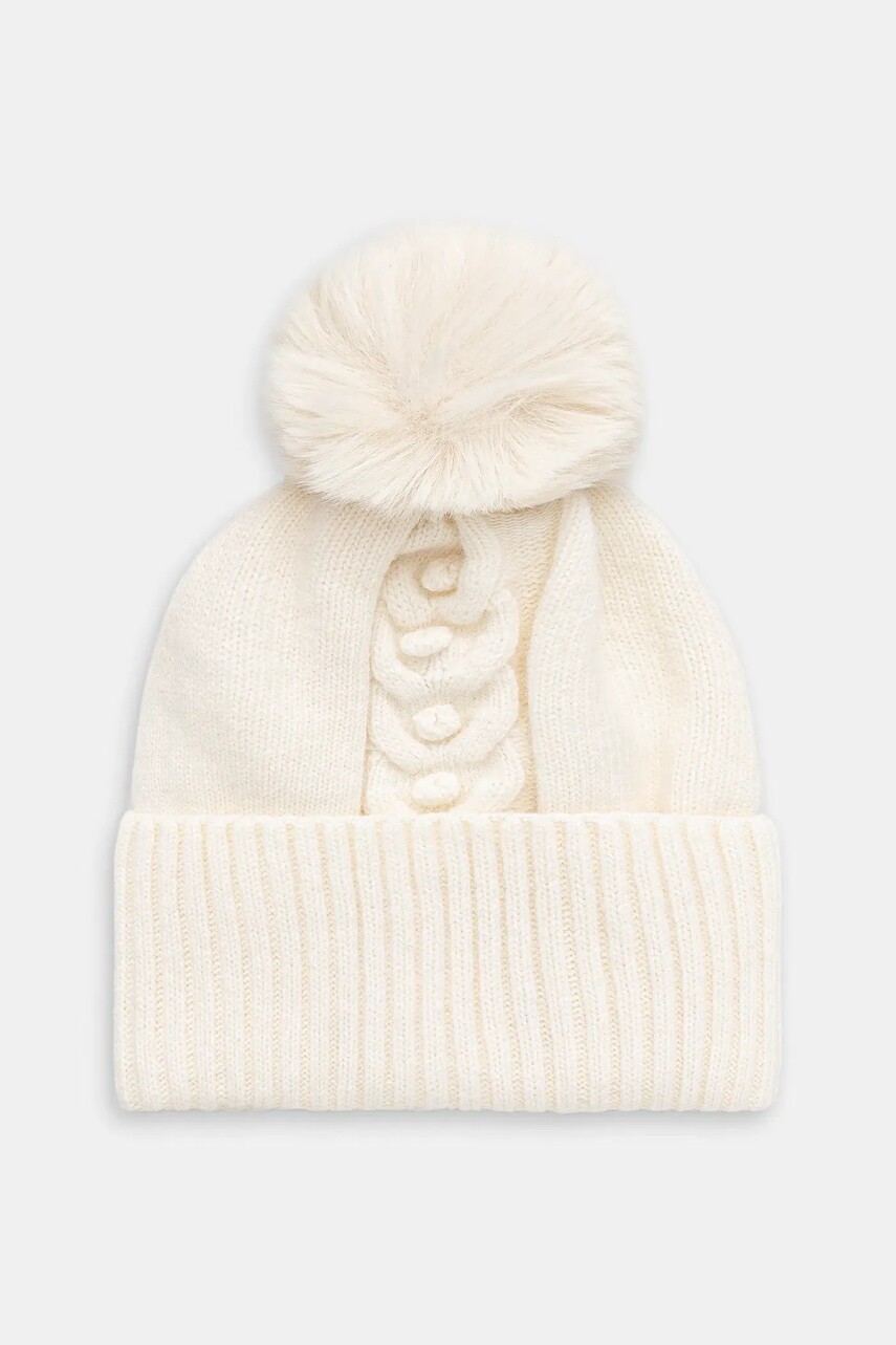 Detská vlnená čiapka Jamiks CRETA II béžová farba biela, JZI054