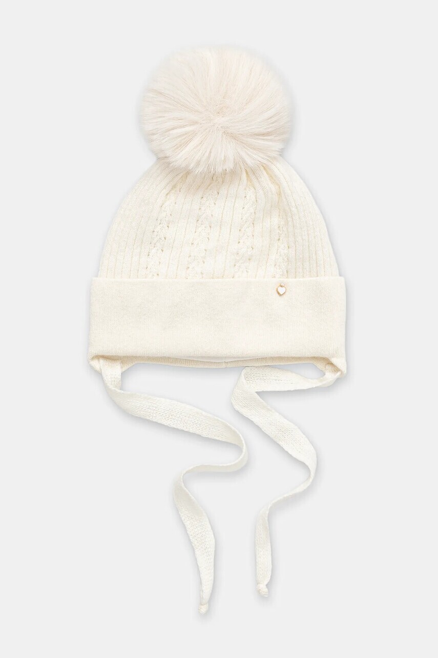 Vlnená čiapka pre bábätká Jamiks KORINA II béžová farba biela, JZI101