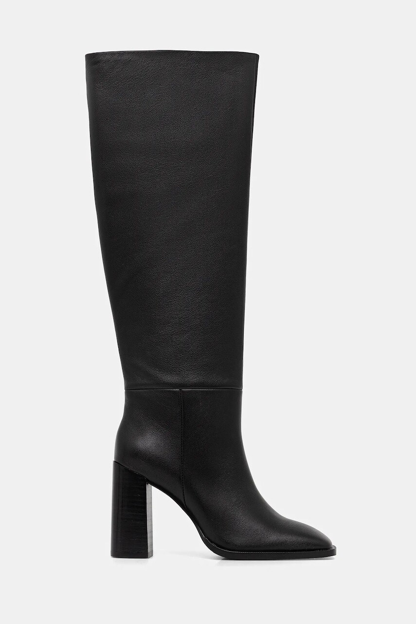 Kožené čižmy Answear.LAB čierna farba, na podpätku