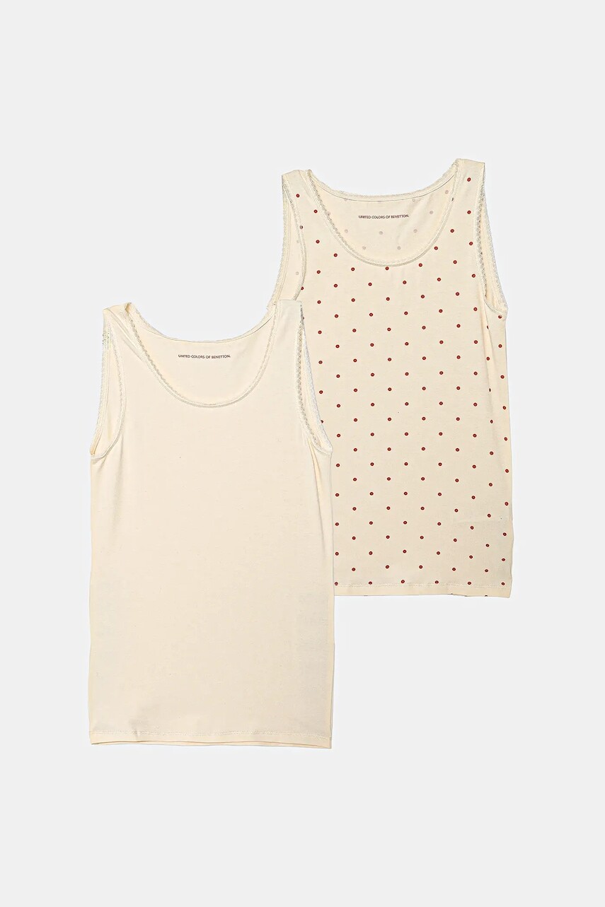 Detský top United Colors of Benetton 2-pak béžová farba, 37CY0H00P