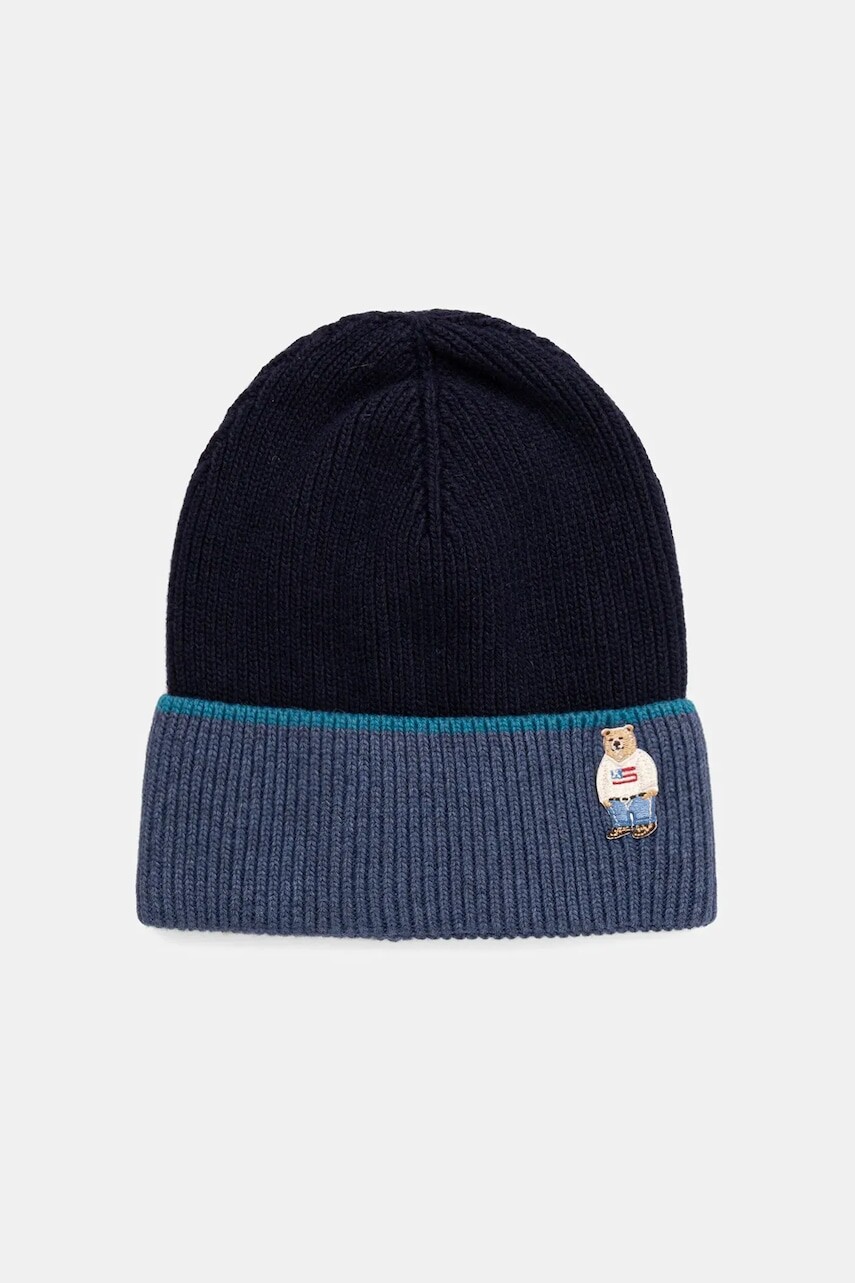 Detská vlnená čiapka Jamiks POPS tmavomodrá farba, JZI045