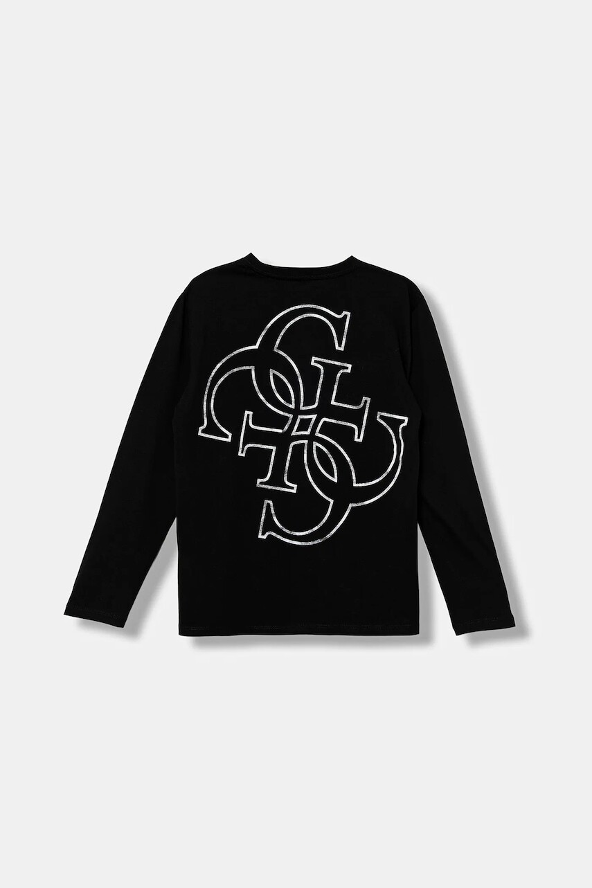 Detská bavlnená košeľa s dlhým rukávom Guess čierna farba, vzorovaná, L5BI38 KBZV1