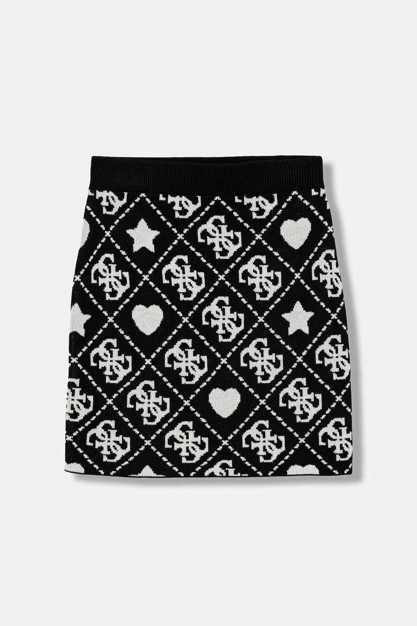 Detská sukňa s prímesou vlny Guess čierna farba, mini, rovný strih, J5BD02 Z3K10