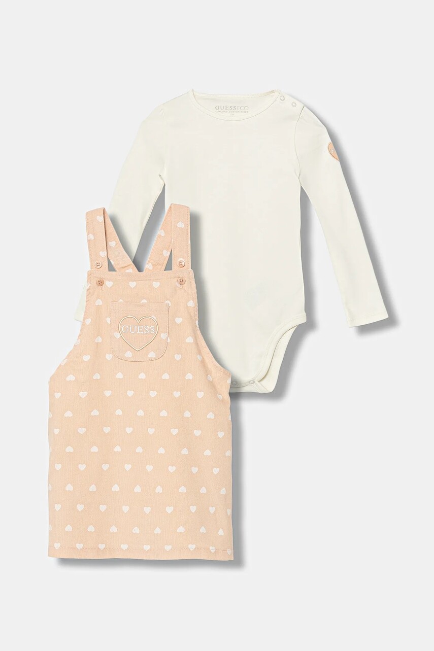 Detská bavlnená súprava Guess béžová farba, A5BG09 KA6W4