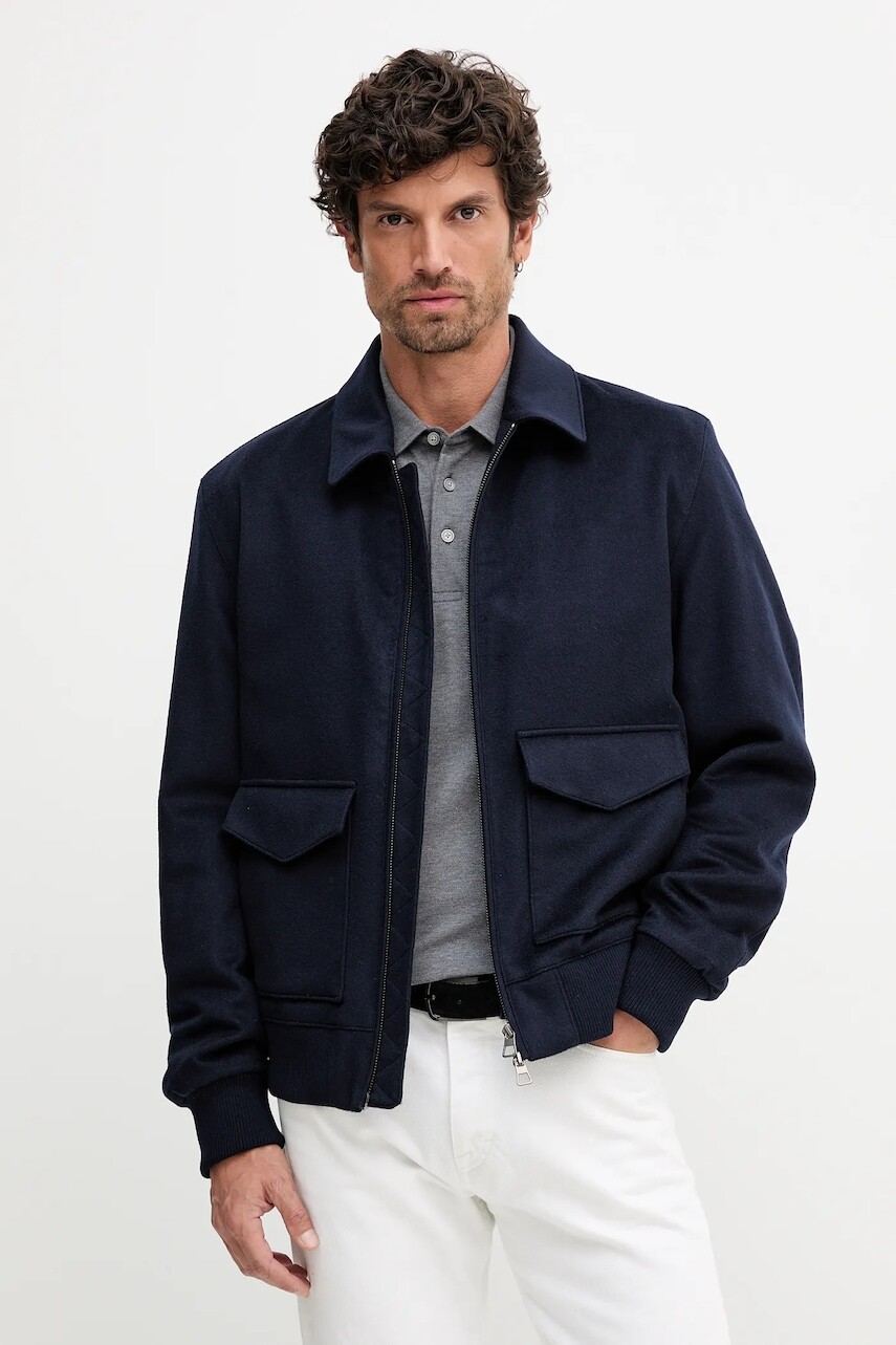 Vlnená bunda BOSS BECKHAM X BOSS tmavomodrá farba, prechodná, 50555817