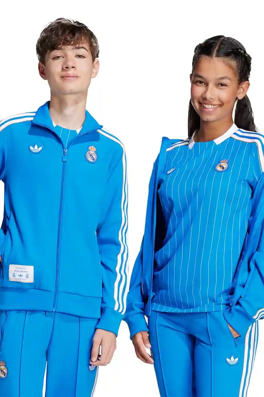 Detská mikina adidas Performance REAL MADRID modrá farba, s nášivkou, JN3059