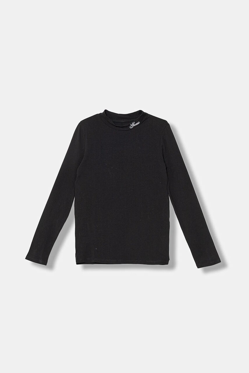 Detské tričko s dlhým rukávom Guess čierna farba, J5BI14 J1314