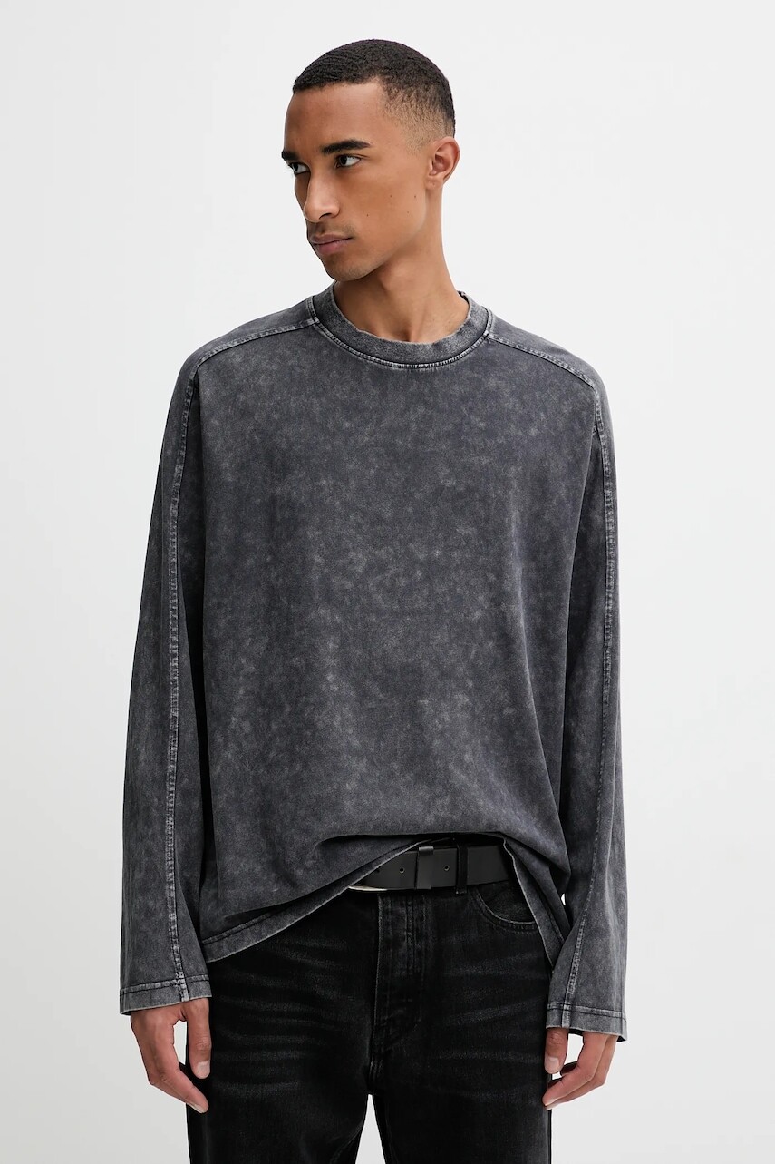 Bavlnené tričko s dlhým rukávom G-Star šedá farba, vzorované, D26837.C756